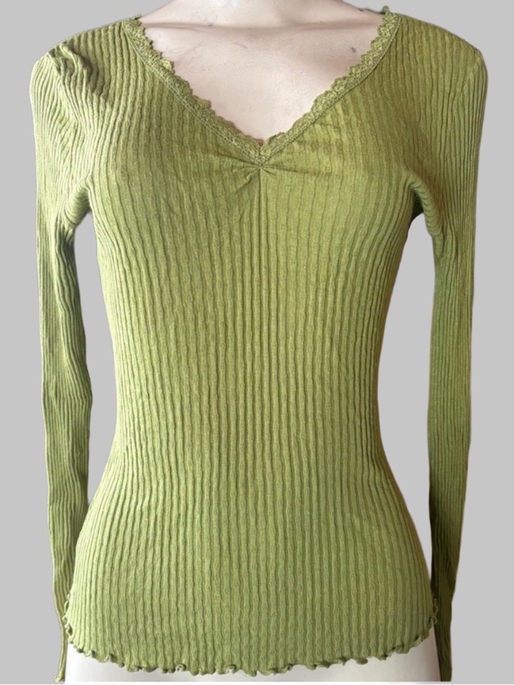 Vintage Talbots Green Ribbed Top